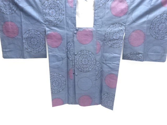 JAPANESE KIMONO / MICHIYUKI COAT / MURAYAMA OSHIMA TSUMUGI / WOVEN FLOWER CREST 